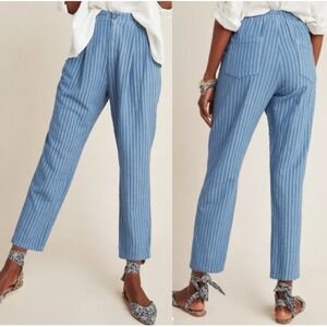 NWT Anthropologie Amadi $118 Textured Trouser Pants Dusty Blue Size S